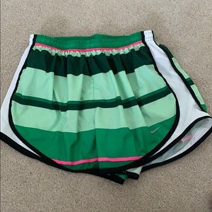 Striped green Nike shorts